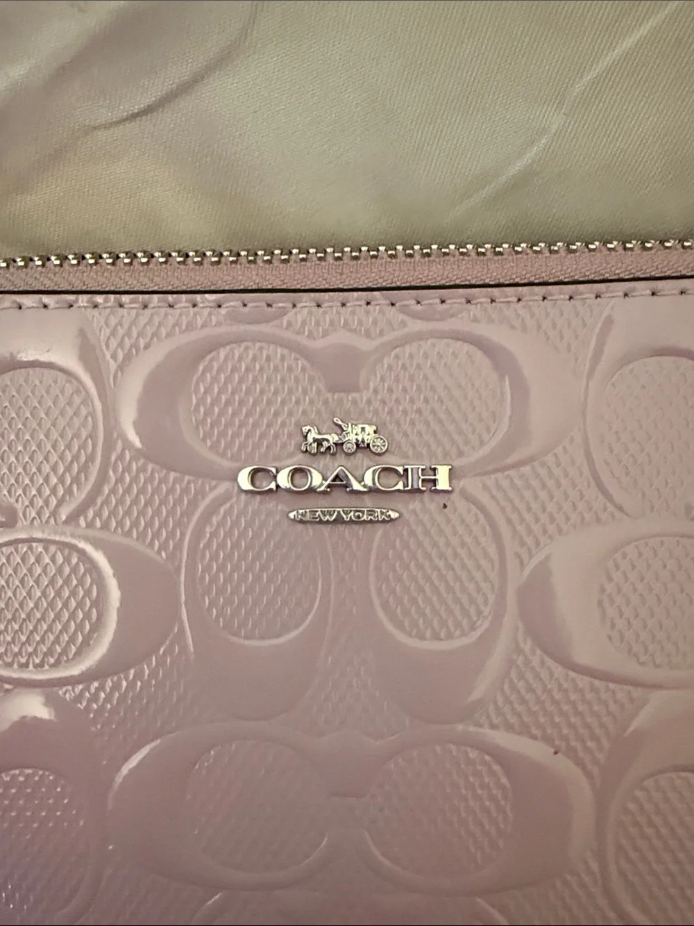 💜COACH NWT Lavender Signature C Leather Nolita 18 / Heart Charm/Silver Hardware